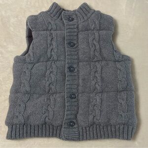 JANIE AND JACK / Gray Cable Knot Puffer Vest Size 18-24 months